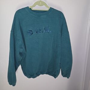 Vintage B.U.M. Equipment Teal Crewneck Sweatshirt Embroidered Logo XL BUM 90s